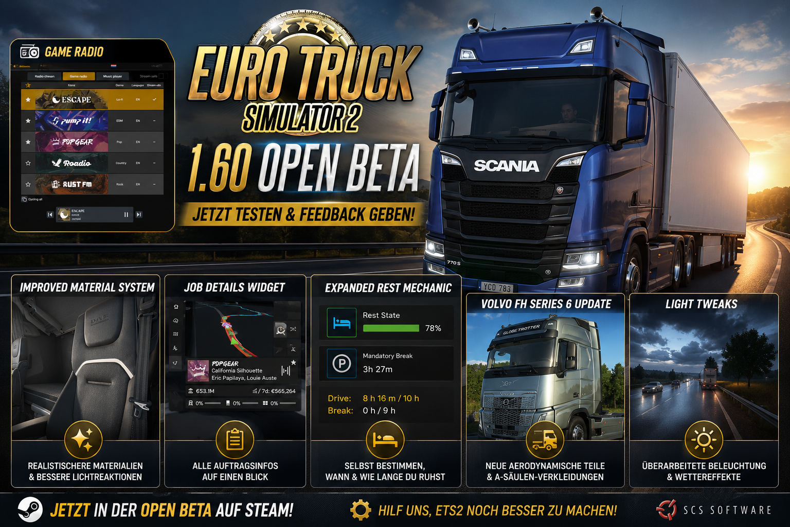 Euro Truck Simulator 2: Update 1.60 Open Beta gestartet